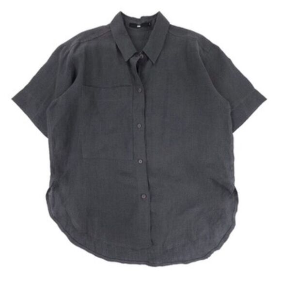 JARBO Big Pocket Linen Button Front Shirt Boyfriend Minimal Lagenlook Resort - Picture 1 of 7